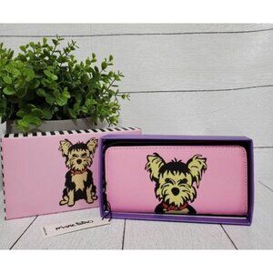 New Marc Tetro Yorkie Large Wallet Card Holder Pocket Zip Around Faux Leather